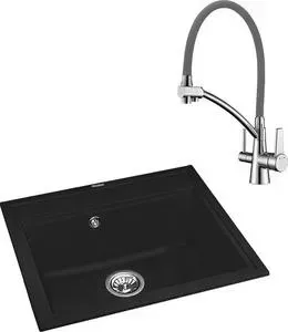 Мойка кухонная и смеситель FLORENTINA и смеситель Липси 600 Lemark Comfort (20.120.D0600.302, LM3071C-Gray)