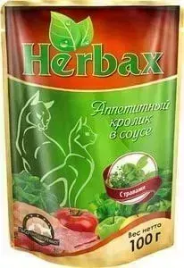 Пауч Herbax и Аппетитный кролик в соусе с травами для кошек 100г