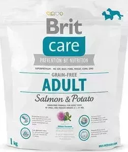 Сухой корм Brit Care Adult All Breed Grain-free Salmon Potato беззерновой с лососем и картофелем для взрослых собак всех пород 1кг (132726): характери