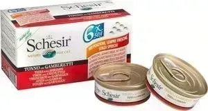 Консервы Schesir Nature for Cat Tuna with Shrimps кусочки в желе с тунцом и креветками для кошек 50г (С103)