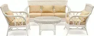 Комплект TetChair Andrea TCH White (диван + 2 кресла + журн. столик со стеклом + подушки)