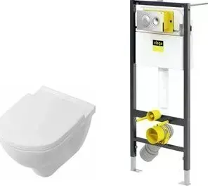 Комплект унитаз с сиденьем Villeroy Boch O Novo с микролифт, инсталляция (792855-5660H101)