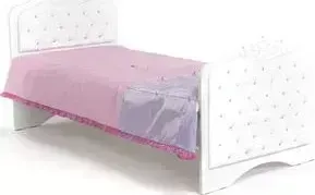 Кровать ABC-KING -классика Princess №3 белая кожа/стразы Сваровски 160x90 без ящика