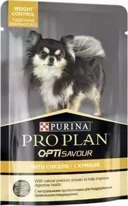 Пауч PRO PLAN и OPTI SAVOUR Weight Control with Chicken с курицей кусочки в соусе контроль веса для собак мелких пород 100г