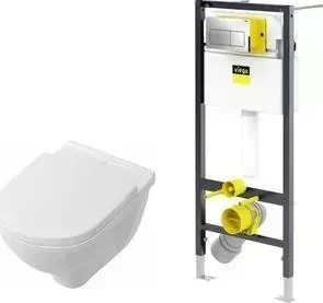 Комплект унитаз с сиденьем Villeroy Boch O Novo Rimfree, с микролифт, инсталляция (792824-5660HR01)