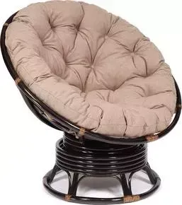 Кресло-качалка TetChair Papasan w 23/01 B с подушкой Antique brown античный черно-коричневый/экошерсть коричневый 1811-5