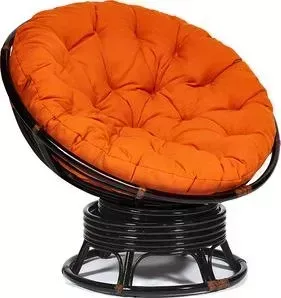Кресло-качалка TetChair Papasan w 23/01 B с подушкой Antique brown античный черно-коричневый/ткань оранжевый С23