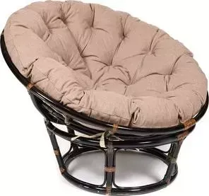 Кресло TetChair Papasan 23/01 W с подушкой Antique brown античный черно-коричневый/экошерсть коричневый 1811-5