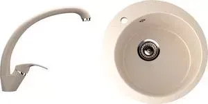 Мойка кухонная и смеситель EcoStone и смеситель ES-13 бежевая (ES-13-328, ES-02-328)