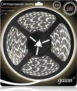Лента GAUSS светодиодная 14,4W/m 60LED/m 5050SMD теплый белый 5M 312000114