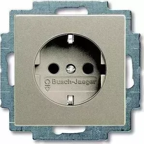 Розетка ABB Basic55 Schuko с/з 16A 250V безвинтовой зажим шампань