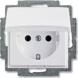 Розетка ABB Basic55 Schuko с/з 16A 250V с крышкой безвинтовой зажим альпийский белый