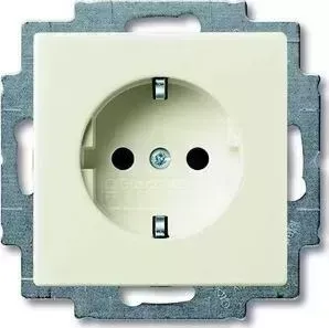 Розетка ABB Basic55 Schuko с/з 16A 250V со шторками безвинтовой зажим chalet - белый