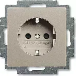 Розетка ABB Basic55 Schuko с/з 16A 250V со шторками безвинтовой зажим шампань