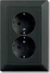 Розетка ABB двойная Basic55 Schuko с/з 16A 250V безвинтовой зажим chateau - черный