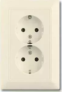 Розетка ABB двойная Basic55 Schuko с/з 16A 250V безвинтовой зажим слоновая кость