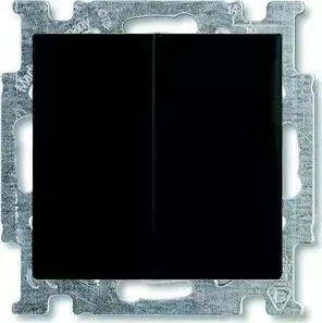 Выключатель ABB двухклавишный Basic55 10A 250V с подсветкой chateau - черный