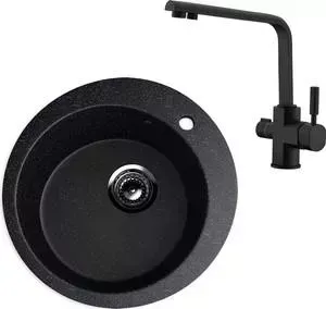 Мойка кухонная и смеситель EcoStone и смеситель ES-013 Kaiser Decor черная (ES-13-308, 40144-9)