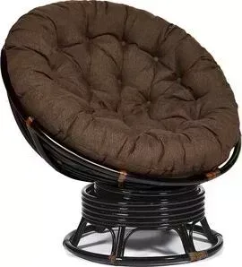 Кресло-качалка TetChair Papasan w 23/01 B с подушкой Antique brown античный черно-коричневый/ткань коричневый 3М7-147