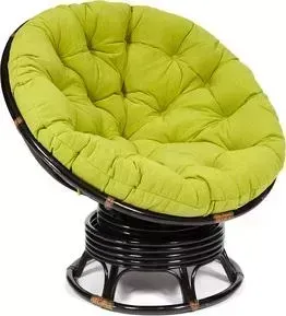 Кресло-качалка TetChair Papasan w 23/01 B с подушкой Antique brown античный черно-коричневый/флок олива 23