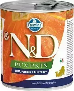 Консервы Farmina ND Puppy Pumpkin, Lamb Blueberry беззерновой с ягненком и тыквой и черникой для щенков, 285г