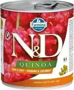 Консервы Farmina ND Adult Dog Quinoa Skin Coat Herring Coconutl сельдью, киноа и кокосом для взрослых собак 285г