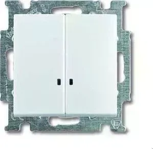 Выключатель ABB двухклавишный Basic55 10A 250V с подсветкой альпийский белый