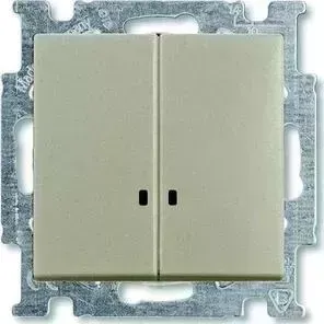 Выключатель ABB двухклавишный Basic55 10A 250V с подсветкой шампань