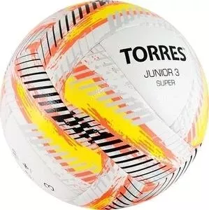 Мяч футбольный TORRES Junior-3 Super арт. F319203, р.3, вес 280-310 г, ПУ, 2 сл, 16 п,гиб.сш,бел-крас-жел