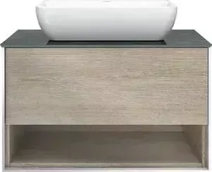 Тумба с раковиной Kerama Marazzi с Plaza Modern 80 подвесная, 1 ящик и открытая ниша, дуб Орегон (PL.M.80.1\OAK.O, PL.wb.55.1)