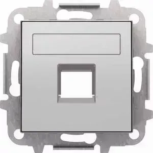 Лицевая панель ABB Sky розетки RJ12/RJ45 со шторками полем для надписи серебристый алюминий