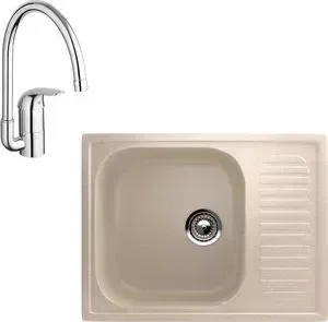 Мойка кухонная и смеситель EcoStone и смеситель ES-018 Grohe Euroeco бежевая (ES-18-328, 32752000)