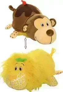 Мягкая игрушка 1TOY Вывернушка Ням-Ням Лев с ароматом лимона-Мартышка с ароматом шоколадного молочного коктейля Т13921