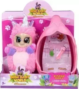 Мягкая игрушка Bush Baby Пушастик Единорог Ула со спальным коконом заколкой и шармом Т16318