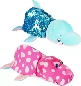 Мягкая игрушка 1TOY Вывернушка Блеск с пайетками Розовый Моржик-голубой Дельфин Т15590