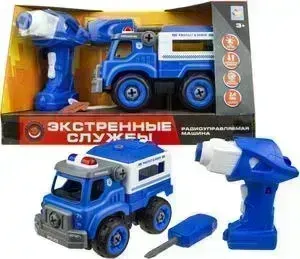 Машинка 1TOY на радиоуправлении Экстренные службы полицейский грузовик Т16962