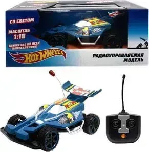 Машинка 1TOY на радиоуправлении багги 1:18 со светом синий на батарейках Т10977