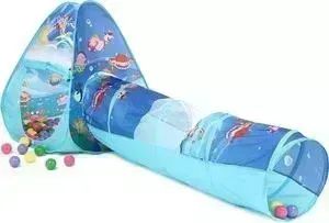 Домик BONY с тоннелем с шариками Треугольник Океан LI503 85х85х100 D-48х180 100 шаров