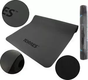 Коврик для йоги TORRES Pro, PU/Rubber 3 мм, серый