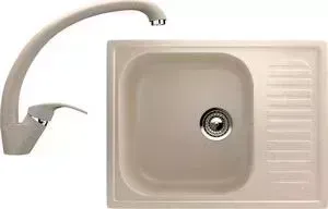 Мойка кухонная и смеситель EcoStone и смеситель ES-18 бежевая (ES-18-328, ES-02-328)