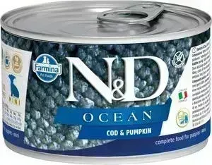 Консервы Farmina ND Puppy Adult Dog Ocean Cod Pumpkin с треской и тыквой для щенков мелких пород 140г