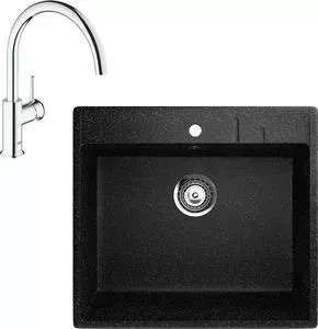Мойка кухонная и смеситель EcoStone и смеситель ES-15 Grohe BauClassic черная (ES-15-308, 31234000)