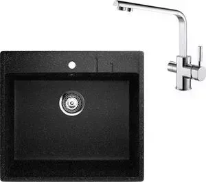 Мойка кухонная и смеситель EcoStone и смеситель ES-15 Kaiser Decor черная (ES-15-308, 40144)