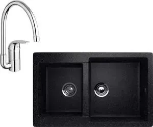 Мойка кухонная и смеситель EcoStone и смеситель ES-028 Grohe Euroeco черная (ES-28-308, 32752000)