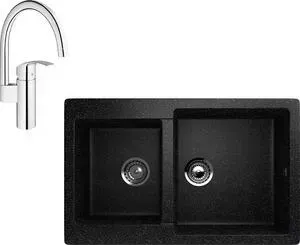Мойка кухонная и смеситель EcoStone и смеситель ES-028 Grohe Eurosmart черная (ES-28-308, 33202002)