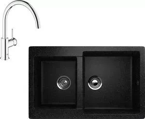 Мойка кухонная и смеситель EcoStone и смеситель ES-028 Grohe BauClassic черная (ES-28-308, 31234000)