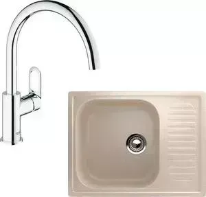 Мойка кухонная и смеситель EcoStone и смеситель ES-018 Grohe BauLoop бежевая (ES-18-328, 31368000)