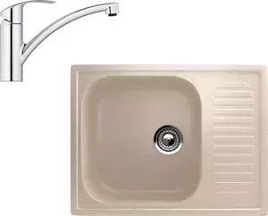 Мойка кухонная и смеситель EcoStone и смеситель ES-018 Grohe Eurosmart бежевая (ES-18-328, 33281002)