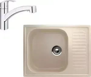 Мойка кухонная и смеситель EcoStone и смеситель ES-018 Grohe Eurosmart бежевая (ES-18-328, 30305000)