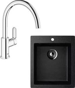 Мойка кухонная и смеситель EcoStone и смеситель ES-014 Grohe BauEdge черная (ES-14-308, 31367000)